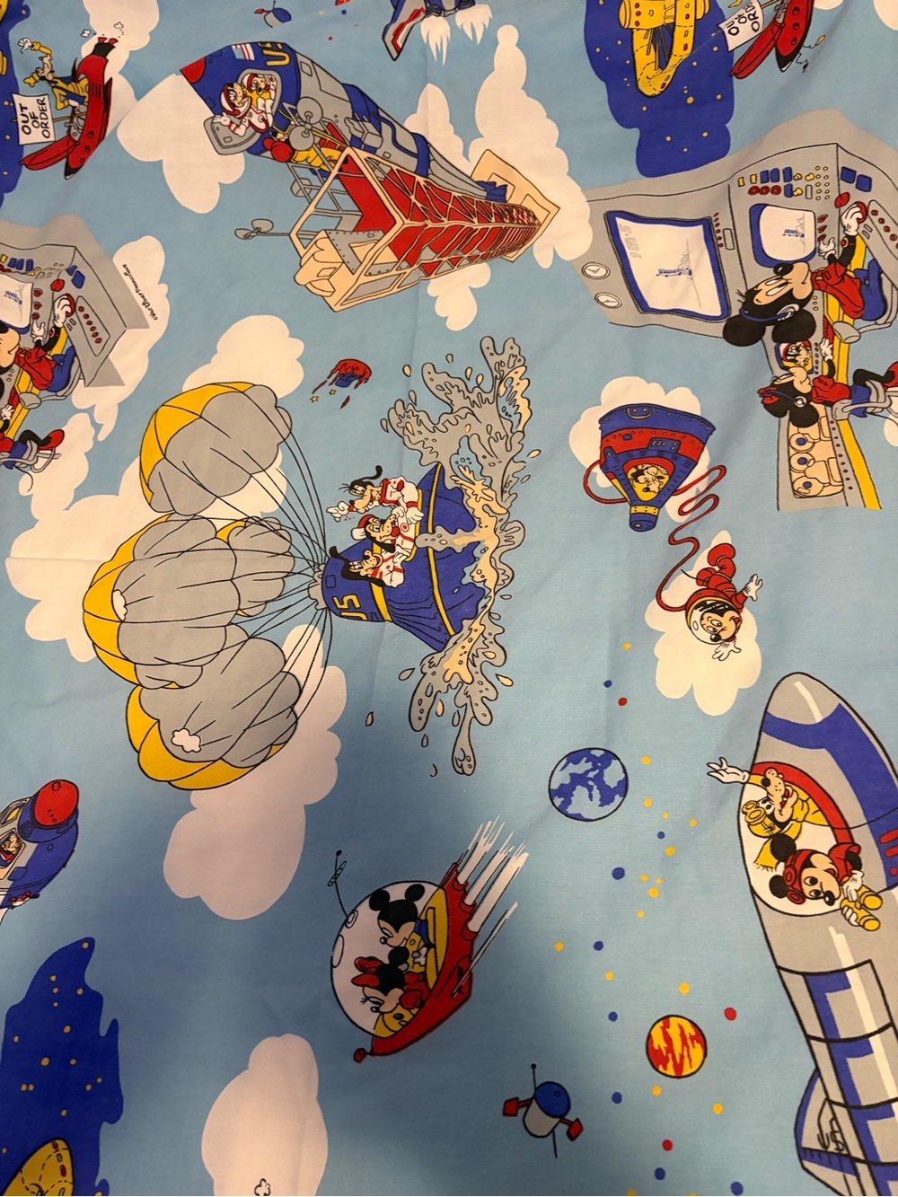 vintage 1980s–1990s Disney "Space Exploration / Astronauts" pattern - Twin Flat